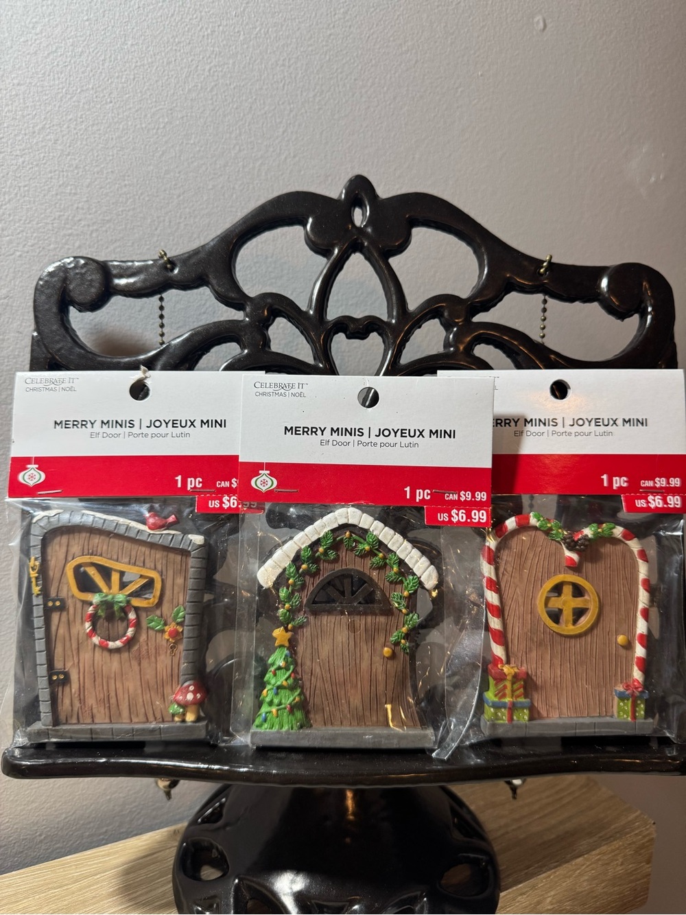Celebrate It Merry Minis Elf Door Resin Figurine Lot of 3, Multicolor 4in